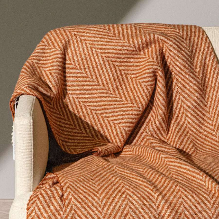 plaid caleffi chalet mattone coperta in cotone con frange fantasia chevron