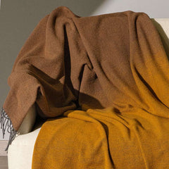 plaid chamonix caleffi misto lana cotone. motivo degradè moka oro