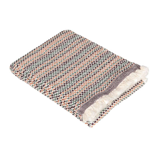 plaid telaio fazzini in cotone intrecciato, colore prugna verde sandalo