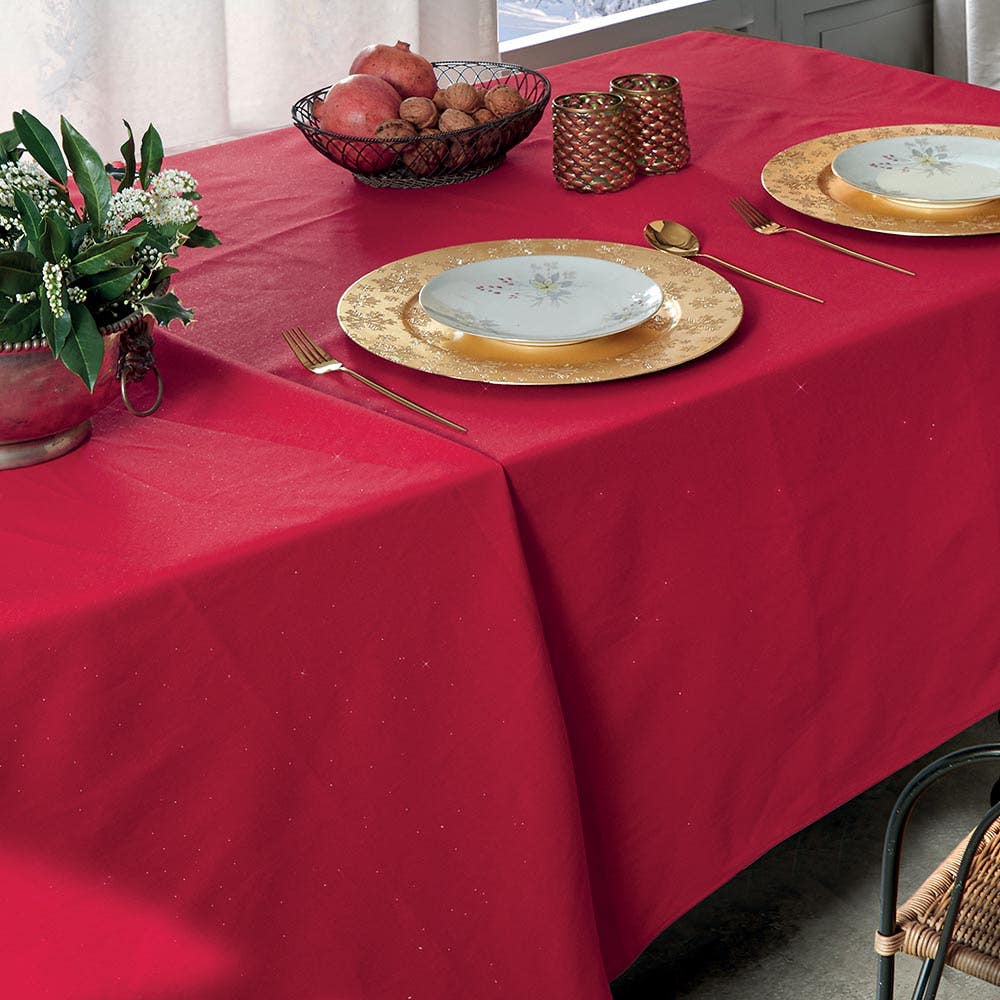 Tovaglia Natale Gabel rossa con lurex. Rettangolare, rotonda e quadrata –  Tempesta Home