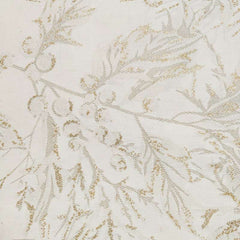 Tovaglia natalizia Lumiere di Gabel in cotone. Fantasia floreale beige tortora con effetto dorato su fondo avorio. misura rettangolare, quadrata o rotonda.