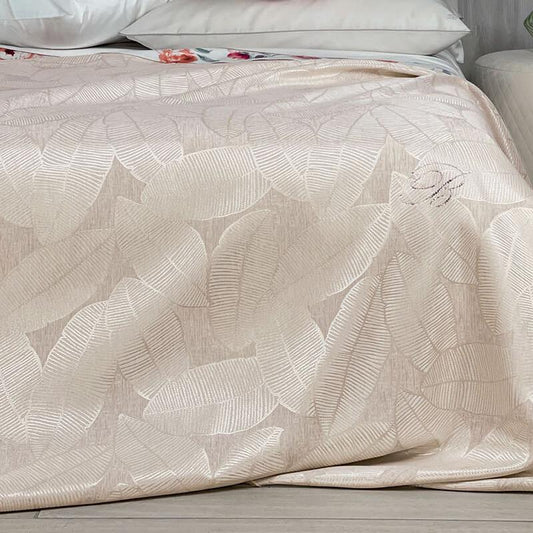 trapunta invernale Blumarine Jennifer piumone raso jacquard fantasia foglie beige