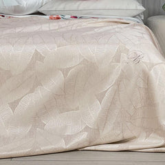 trapunta invernale Blumarine Jennifer piumone raso jacquard fantasia foglie beige