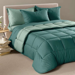 Trapunta invernale matrimoniale Caleffi Vita. piumone tinta unita double face pavone in cotone e Lyocell 