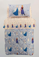 Trapunta invernale Caleffi Disney Frozen Star in cotone.
Fantasia azzurra con Elsa, Anna e Olaf dal film Disney Frozen.