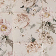 Trapunta invernale matrimoniale caleffi in cotone, fantasia fiori chiari su fondo beige