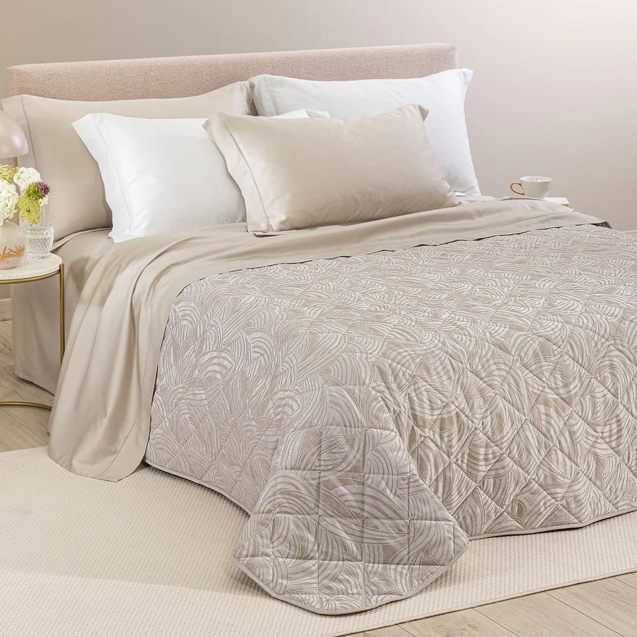 trapuntino Apollo Caleffi fantasia geometrica con forme curve colore naturale beige