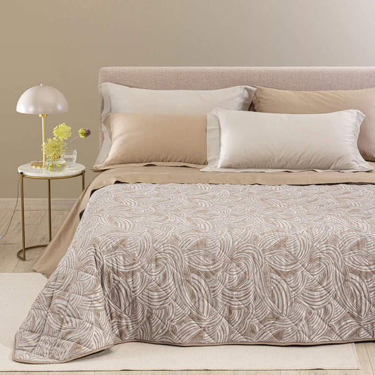 trapuntino Apollo Caleffi fantasia jacquard con forme curve colore tortora