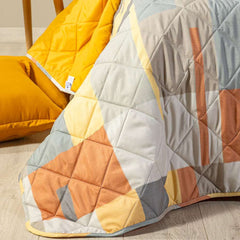 Trapuntino caleffi lennox fantasia geometrica colore gold, giallo, tortora, grigio.
