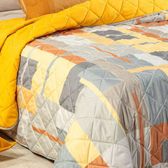 Trapuntino caleffi lennox fantasia geometrica colore gold, giallo, tortora, grigio.