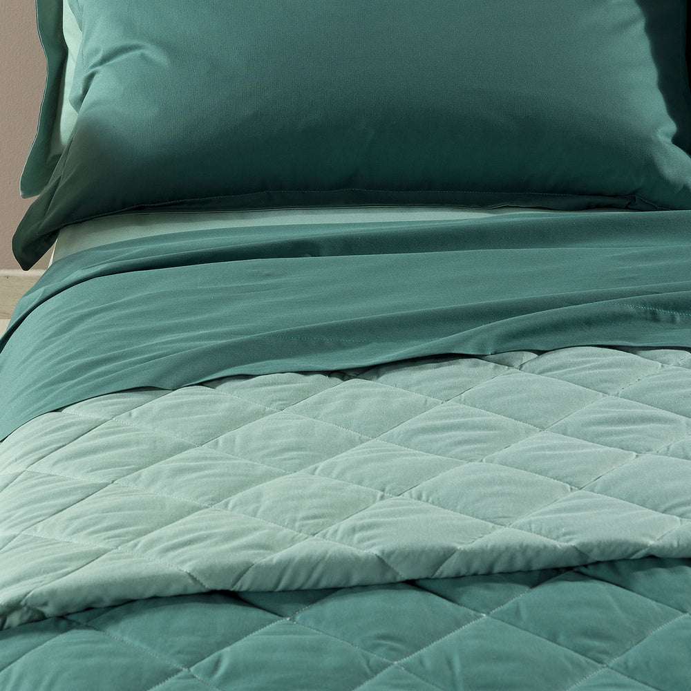 trapuntino Caleffi Vita tinta unita double pavone in cotone e lyocell matrimoniale
