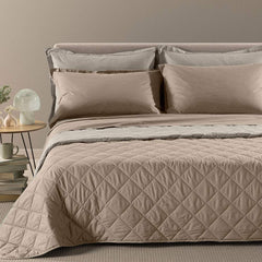 trapuntino Caleffi Vita tinta unita double naturale beige in cotone e lyocell matrimoniale