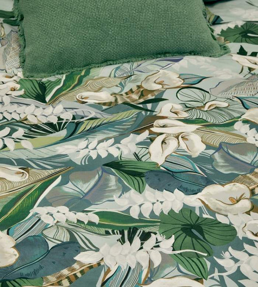 Trapunta primaverile Fazzini Calle fantasia floreale con calle bianche su fondo verde