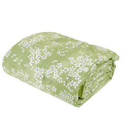 Trapuntino matrimoniale Fazzini Kimono. Fantasia con fiorellini bianchi su fondo verde