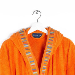 Accappatoio Caleffi Yupi con cappuccio in spugna di cotone arancio