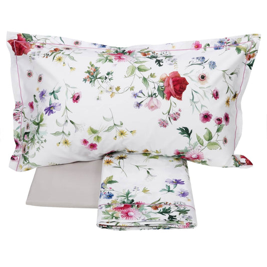 Completo lenzuola Aurora Fazzini percalle cotone matrimoniale