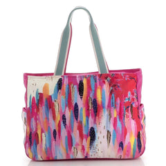 Borsa da mare e spiaggia Karakorum Daneb pennellate multicolor rosa