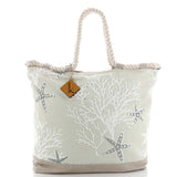 Borsa da mare e spiaggia Karakorum Izar fantasia beige con coralli e stelle marine