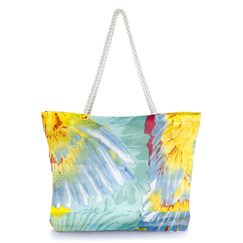 Borsa da mare e spiaggia Karakorum Toledo floreale multicolor azzurro giallo in cotone