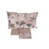 Completo lenzuola matrimoniale Fazzini Velvet in di puro cotone. Fantasia floreale colore rosa boho.