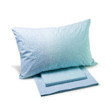 Completo lenzuola Caleffi Quadretti in puro cotone per letto singolo e da una piazza e mezza. Fantasia moderna colore blu azzurro.