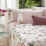Completo lenzuola matrimoniale Fazzini Henriette in flanella di cotone. Fantasia floreale rosa multicolore