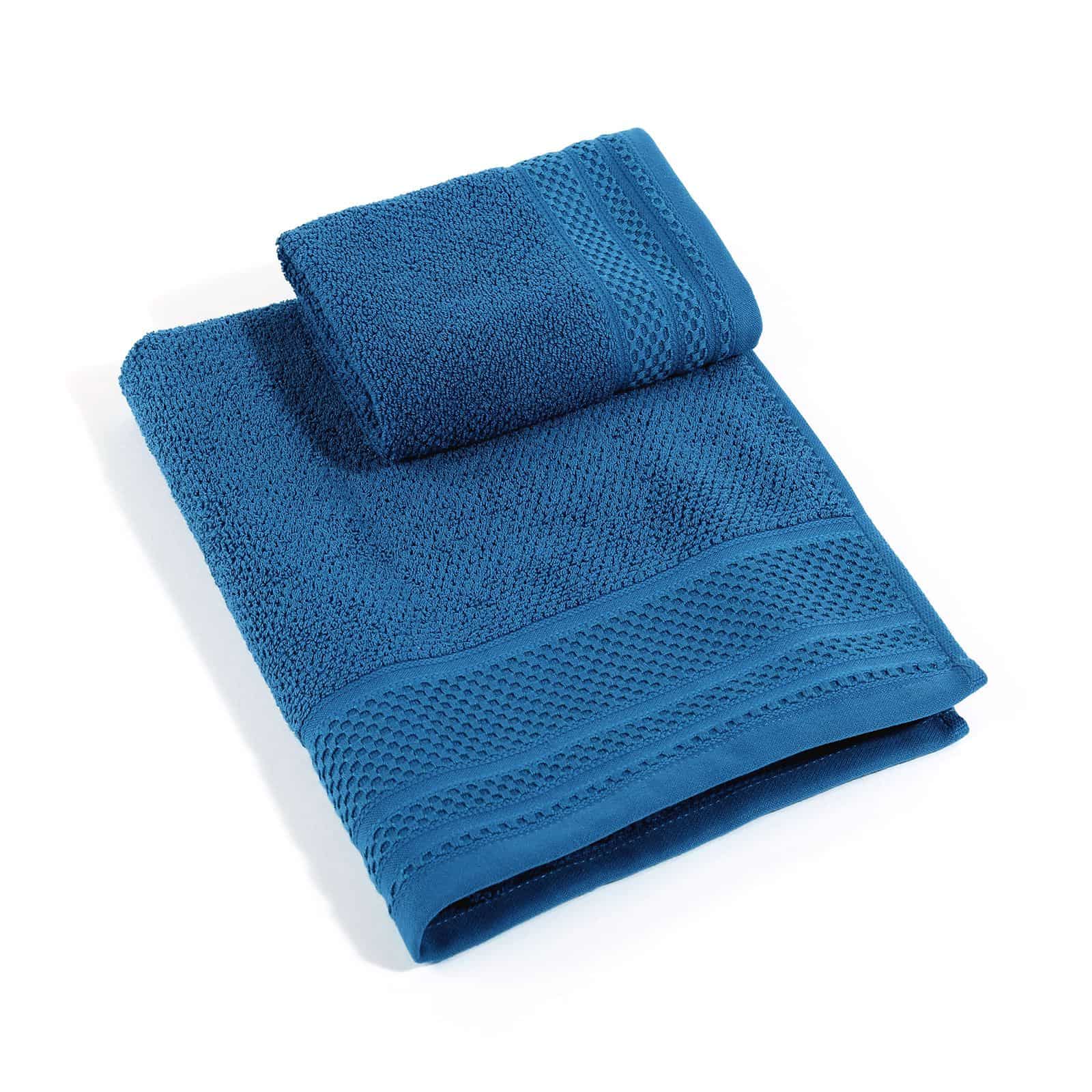 Coppia asciugamani Caleffi Gim in spugna di cotone blu