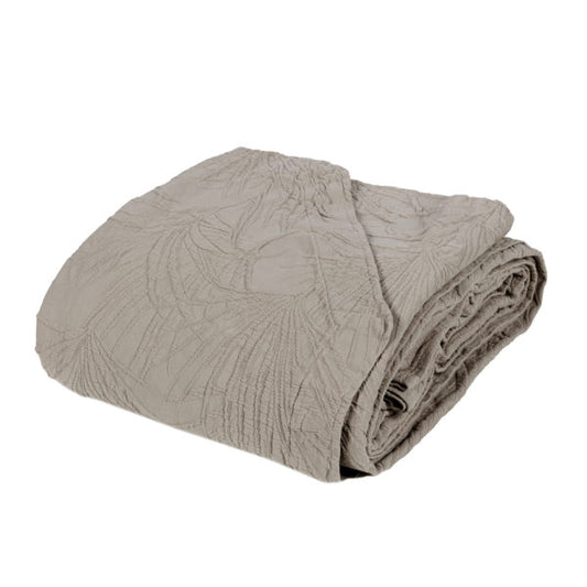 Copriletto matrimoniale Fazzini Papiro in puro cotone stone washed. Coperta estiva color naturale beige tortora.