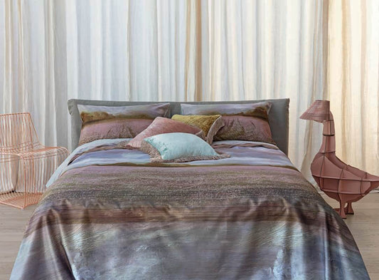 Copripiumino fazzini matrimoniale follow me raso cotone fantasia moderna marrone grigio