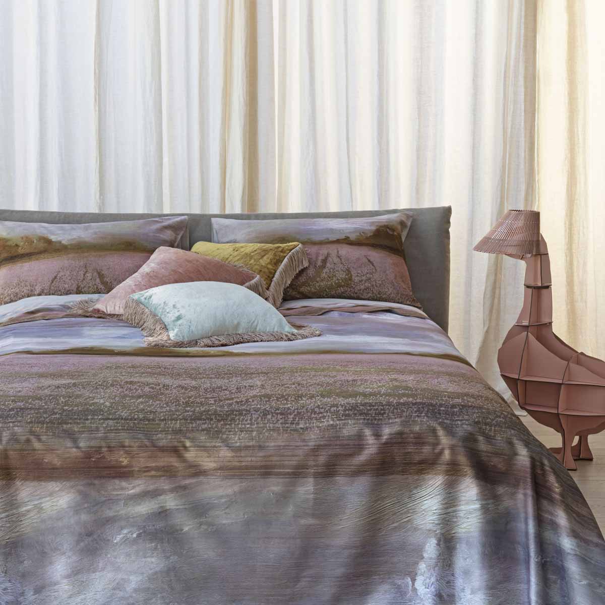 Copripiumino fazzini matrimoniale follow me raso cotone fantasia moderna marrone grigio