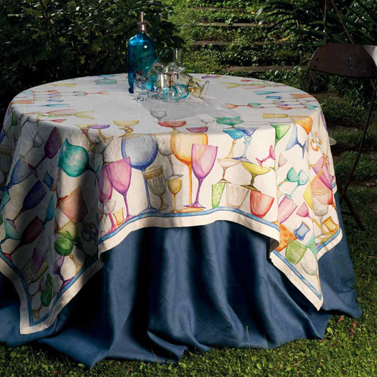 Tovaglia Crystal tessitura toscana in puro lino fantasia quadrata rettangolare