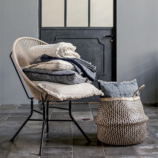Dublino coperta matrimoniale fazzini in lino blu copriletto