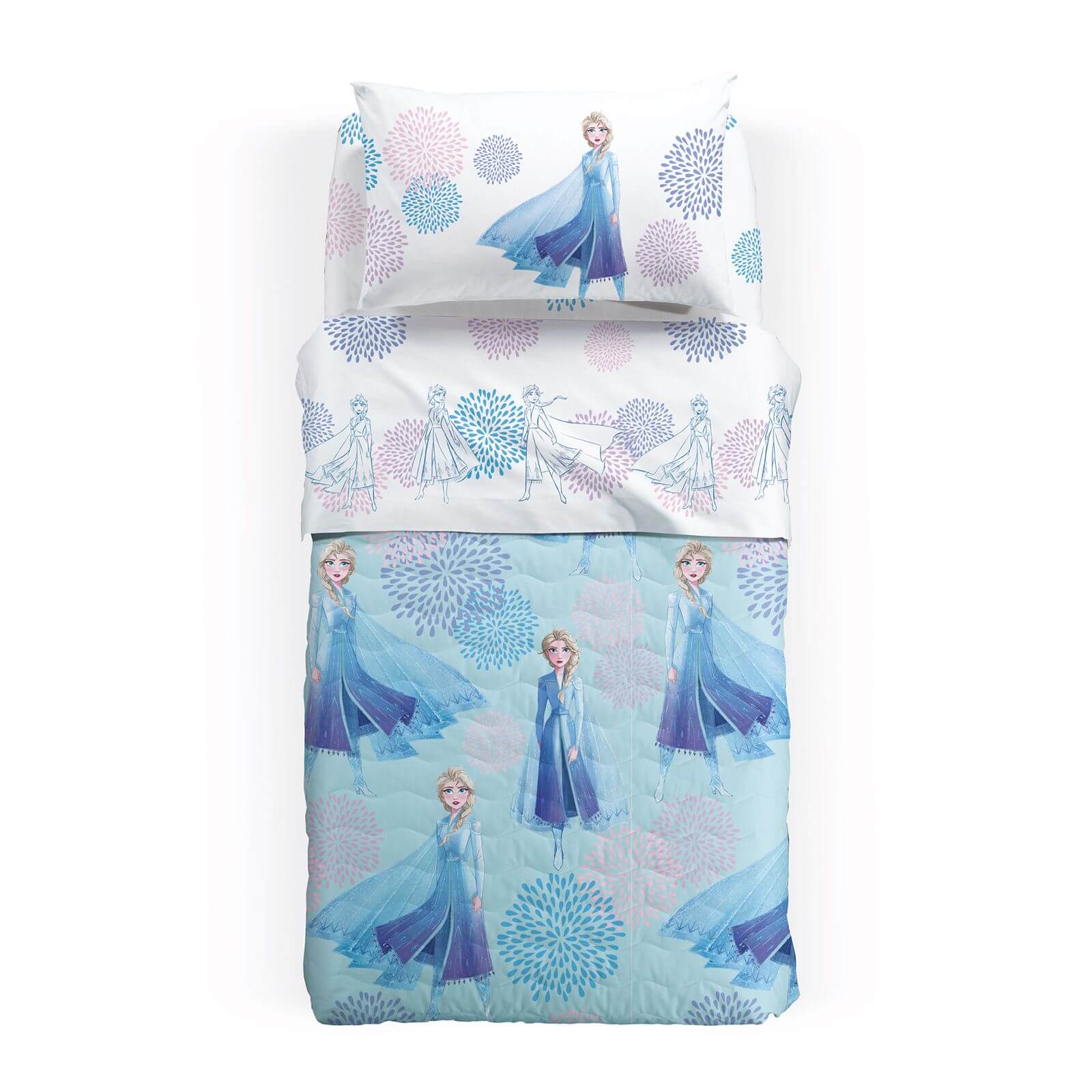 Frozen Blu Elsa trapuntino primaverile caleffi disney letto singolo copriletto bambina