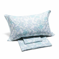 Lenzuola Caleffi Milk completo in cotone con fantasia a fiori azzurro per letto matrimoniale e singolo