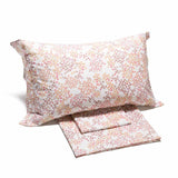 Lenzuola Caleffi Milk completo in cotone con fantasia a fiori corallo per letto matrimoniale e singolo