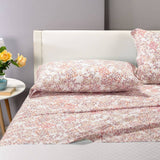 Lenzuola Caleffi Milk completo in cotone con fantasia a fiori corallo per letto matrimoniale e singolo