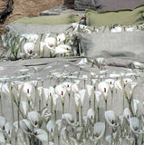 Lenzuolo matrimoniale Marais tessitura toscana floreale in raso di cotone