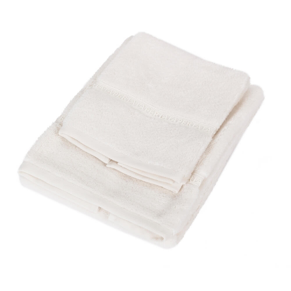 Coppia asciugamani Macramè Fazzini in spugna di cotone bianco seta con ospite