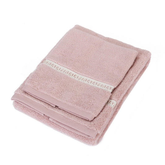 Coppia asciugamani Macramè Fazzini in spugna di cotone rosa con ospite