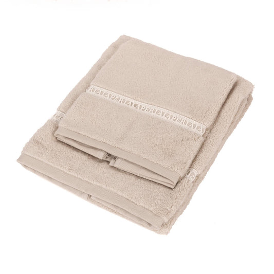 Coppia asciugamani Macramè Fazzini in spugna di cotone torrone beige con ospite