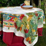 Mediterraneo tovaglia tessitura toscana in lino fantasia