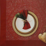 Tovaglia Natale Fazzini Euphorbia rossa. Rettangolare per 12 persone. Misura 150x240 cm e 180x280 cm