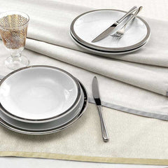 Tovaglia Natale Hypnose Gabel in cotone. Rettangolare x12 e x18 persone. Fantasia natalizia color oro.