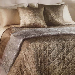 Trapuntino matrimoniale caleffi Paris in raso jacquard leopardato marrone tortora dorato