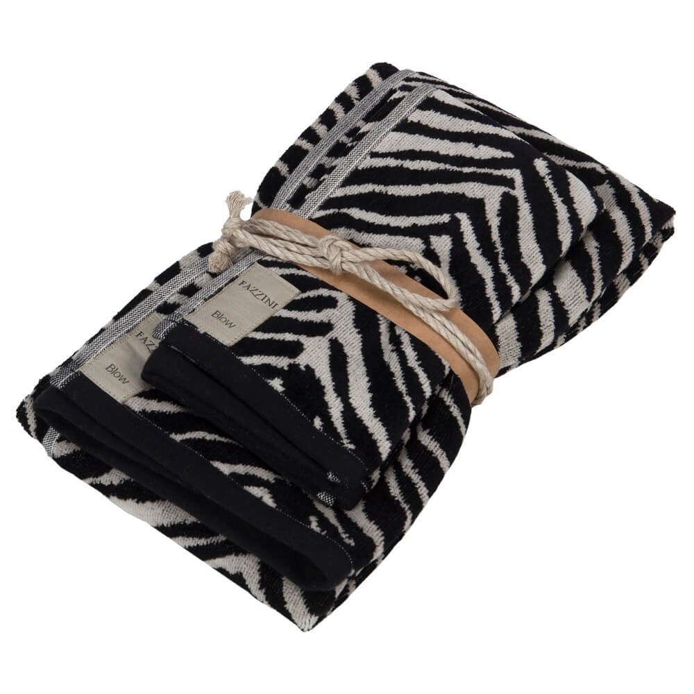 Coppia asciugamani Fazzini Africa in spugna di puro cotone. Asciugamani in fantasia zebrata,colore grigio