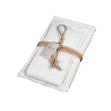 Coppia asciugamani Fazzini Dafne in spugna di puro cotone con lavorazione jacquard e frange. colore bianco