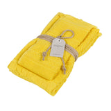 Coppia asciugamani Fazzini Dafne in spugna di puro cotone con lavorazione jacquard e frange. colore giallo.