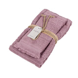 Coppia asciugamani Fazzini Dafne in spugna di puro cotone con lavorazione jacquard e frange. colore rosa scuro/ lavanda