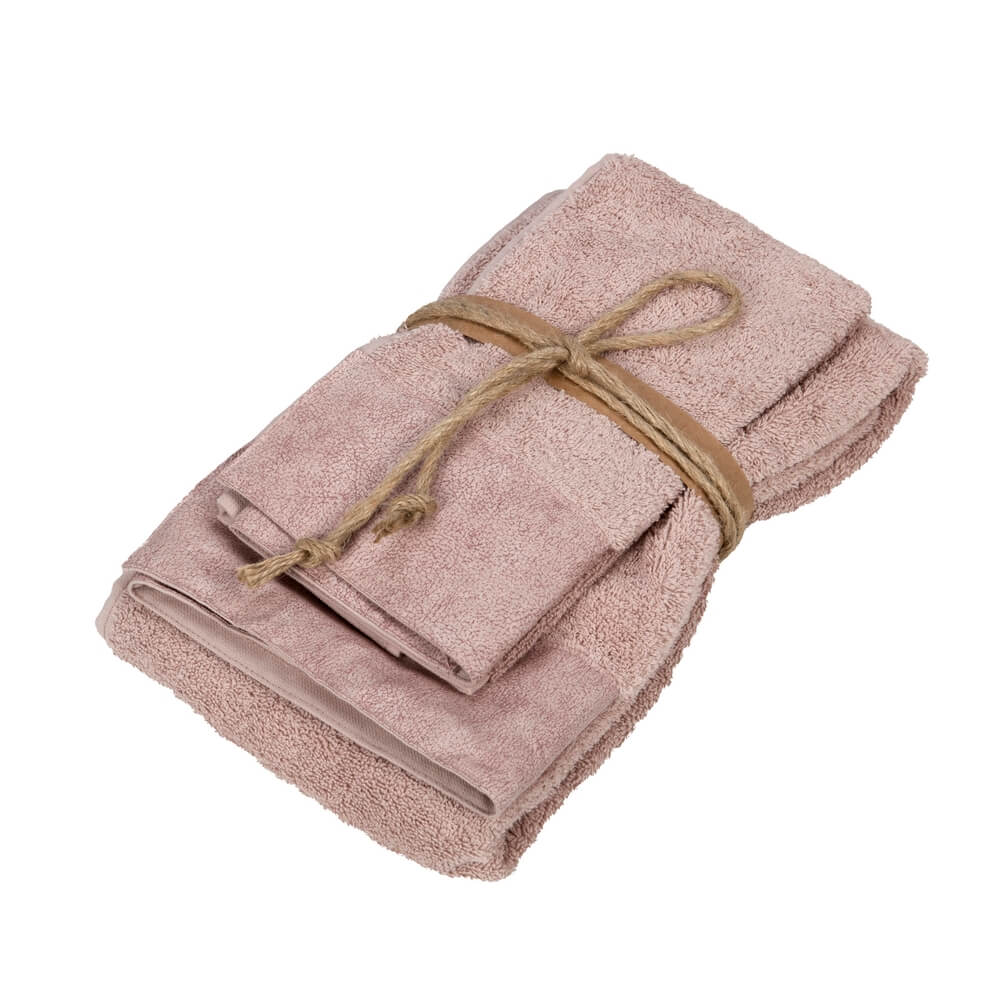 Coppia asciugamani Fazzini Galuchat in spugna di puro cotone. Colore rosa.