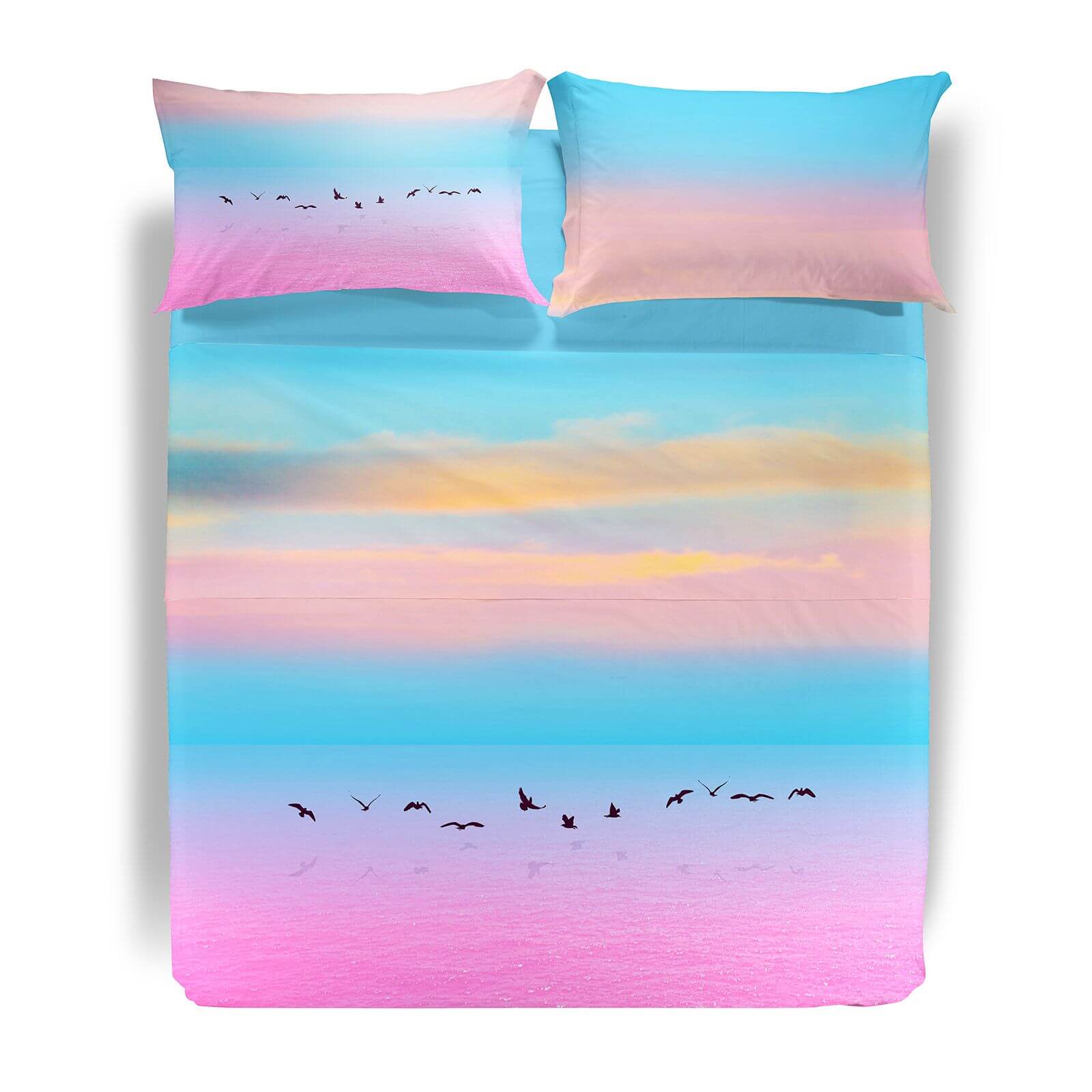 Lenzuolo Copriletto matrimoniale Pink Australia di Caleffi. Bellissima fantasia a tema mare dai toni romantici e delicati. Colore rosa, azzurro.